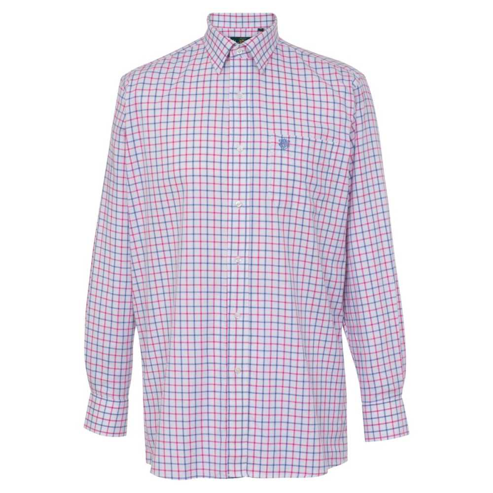 ALANPAINE – Ilkley Gents Shirt – Pink/Blue Check 22 | The Country Store